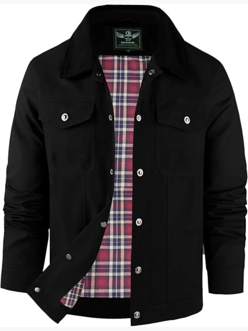 Men's Corduroy Flannel Lined Snap Button Cargo Trucker Jacket